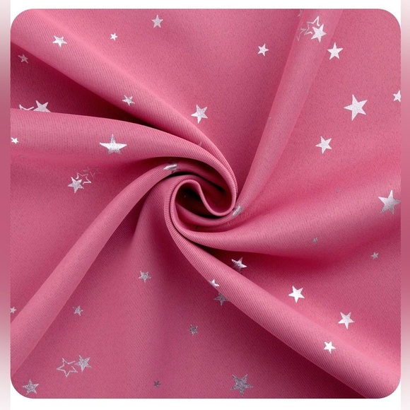 Pink Star Patterned Curtains 2 pieces - Picture 2 of 5